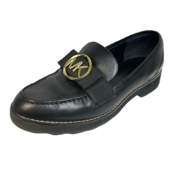 MICHAEL MICHAEL KORS Aden Loafer In Black Vachetta Leather/ Size 7